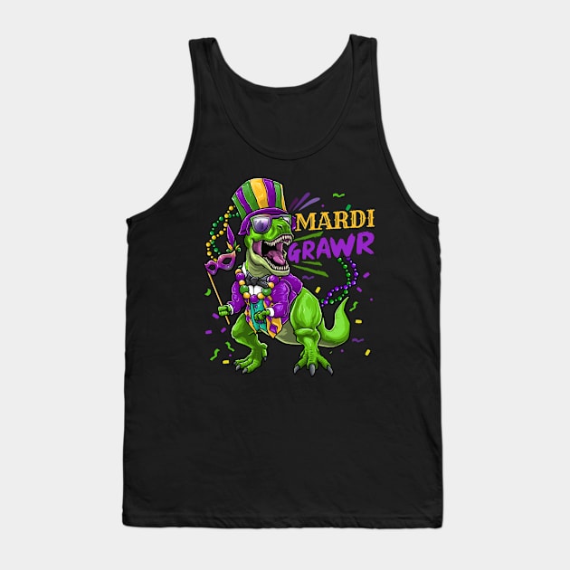 Mardi Gras Dinosaur T Rex Tank Top by KAWAIITEE